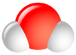 This space-filled model shows the molecular structure of water.