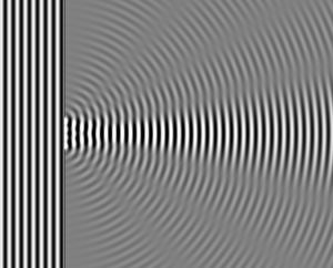 Wave Diffraction 4Lambda Slit