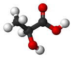 Ball-and-stick model of lactic acid