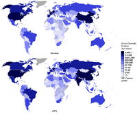 Gdp nominal and ppp 2005 world map single colour