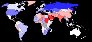 Sex ratio over 65 per country smooth