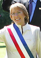 Michelle Bachelet with sash