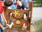 Boy with ticklish feet