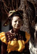 Woman with traditional mask in Mozambique