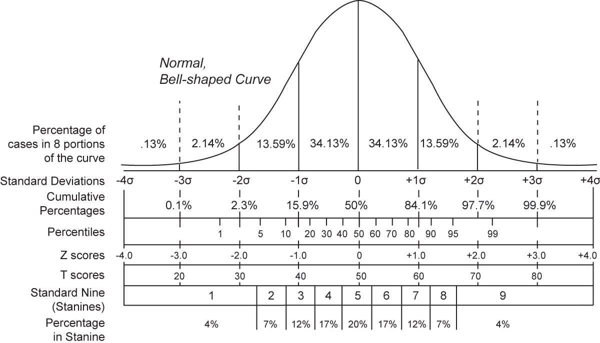A standard bell curve graph, a normal distribution with a rounded peak