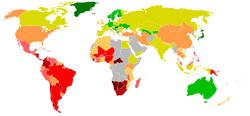 World Map Gini coefficient