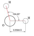 This shows the basic geometric structure of a molecule of water.