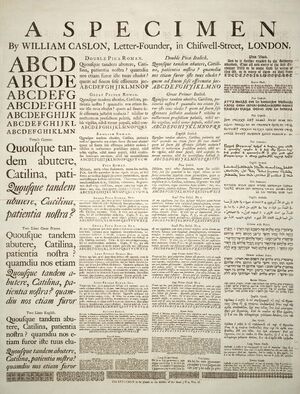 Caslon-schriftmusterblatt