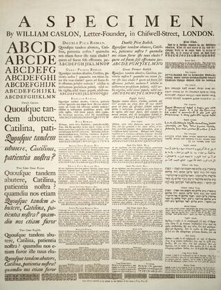 Caslon-schriftmusterblatt