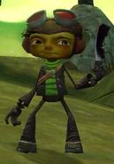 Raz holding the Crow Feather.