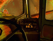 The radio inside the schoolbus.