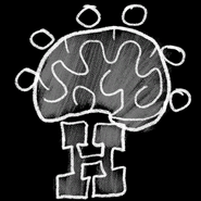 A "H" sign with a brain