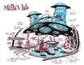 Concept art for Milla's unused laboratory.