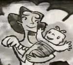 Sasha's mother holding a baby Sasha.