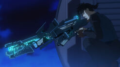 The Assault Dominator in use ("Psycho-Pass: The Movie).