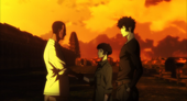 Kogami introduces Tsunemori to his friend Sem.