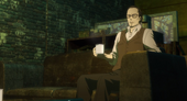 Tsunemori visits Joji Saiga to talk to him about Kogami's connections with the guerrilla group.