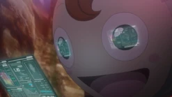 Masaoka in the projection of Komissa reading Yamane's Crime Coefficient (in 0102 Those Capable).