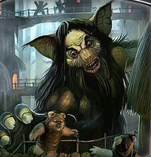 Um Gorax ataca uma vila .