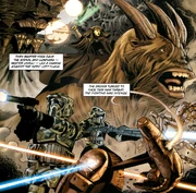 Um bantha de Kashyyyk montado por  durante a .