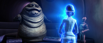 Padme fala com Jabba