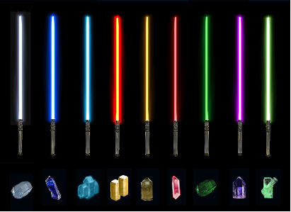 Qual é a cor do sabre de luz mais potente?