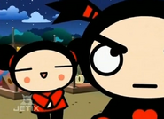 Pucca first seeing the doll