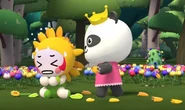 Fyah as Dong King Panda mascot, bullying Flower Fairy