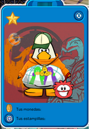 Puffle Rojo en la tarjeta de jugador.