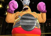 King Hippo becoming angry after Little Mac breaks a piece of the duct tape.