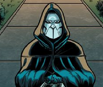 Neil in a mask trick or treating in the Action Lab Comics