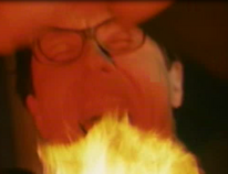 Torch attacking Dr. Jennings before he fell down the elevator shaft to his death