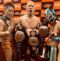 Saito, Arai and Kid as Open The Triangle Gate Champions