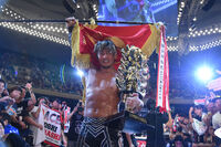 Tanahashi as the winner of the 2018 G1 Climax