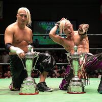 HAYATA and YO-HEY as the winners of the 2018 Global Jr. Heavyweight Tag League