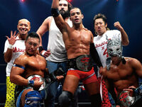 Ricochet as the Open the Triangle Gate Champions with CIMA and Dragon Kid during their time in WARRIORS