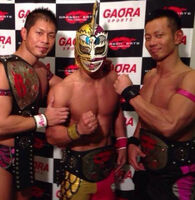 Naruki Doi, Masato Yoshino and Shachihoko BOY as Open The Triangle Gate Champions