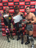 Horiguchi, Kategora and Susumu as the Open the Triangle Gate Champions