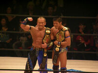 Naruki Doi and Gamma as the Open The Twin Gate Champions