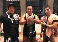 Ben-K as the Traingle Gate Champion with Naruki Doi and Big R Shimizu