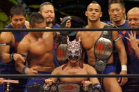 CIMA, Dragon Kid and Ricochet as the Open the Triangle Gate Champions