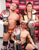 Takashi Yoshida, El Lindaman and Shingo Takagi as Open The Triangle Gate Champions