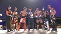 MONSTER EXPRESS (Shingo Takagi, Shachihoko BOY and Akira Tozawa) vs. Dia.Hearts (Big R Shimizu, Dragon Kid and Masaaki Mochizuki) - January 18, 2015