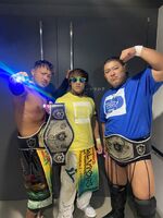 Kzy, Big Boss Shimizu and Jacky "Funky" Kamei as Open The Triangle Gate Champions