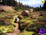 A screen from Dana's path: a valley trail.