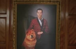 A portrait of Leo Gaswint and Cantaloupe, hanging in Gaswint's home office.