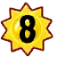 sun icon with a 8