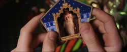 The Chocolate Frog Card with Albus Dumbledore on it.