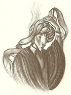 Quirrell removing the turban, as illustrated by Mary GrandPré