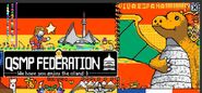Rubius' Dragonite on the Spain flag and a QSMP Federation banner in the top right corner,
